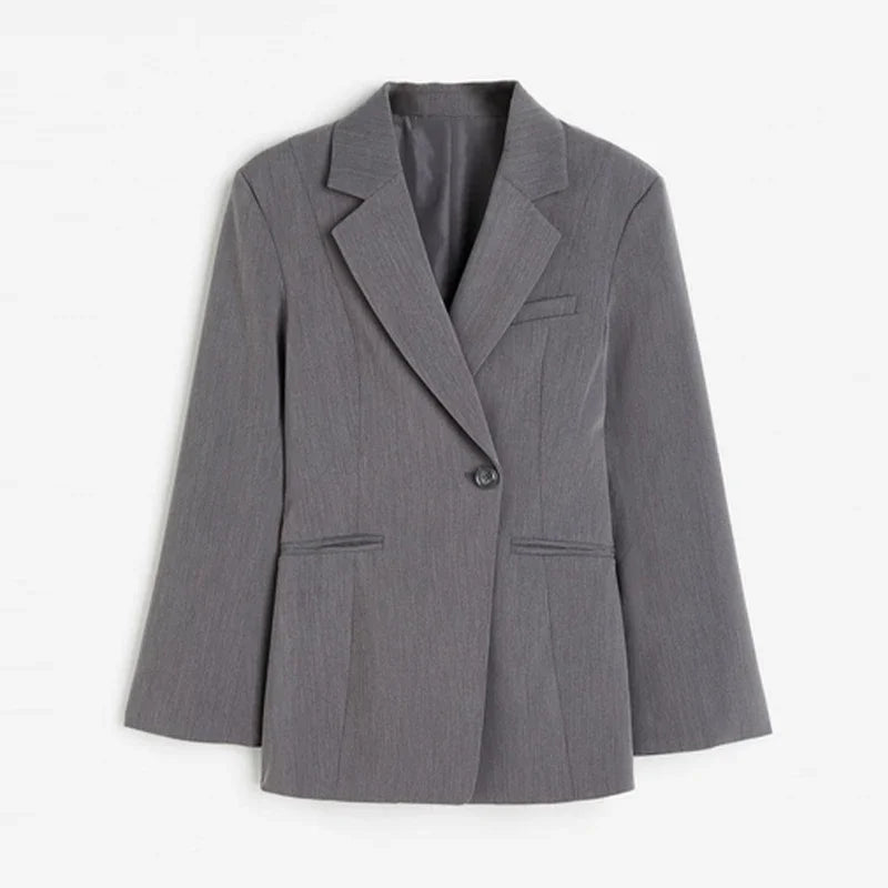 Blazer Feminino Lapela um Botão