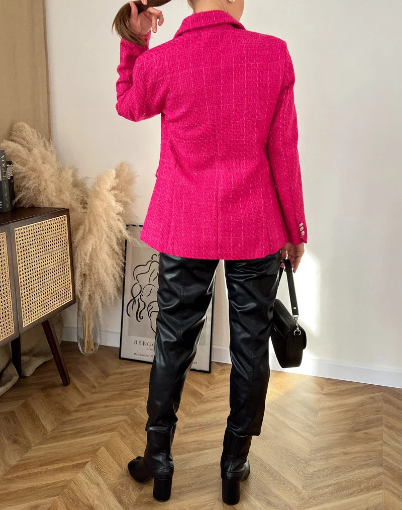 Blazer De Tweed Feminino Botões Dourado Antonnela