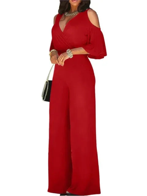 Macacão Feminino Decote V Perna Larga