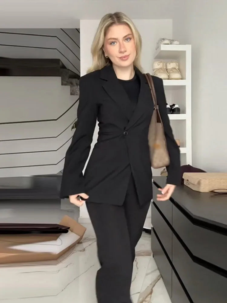 Blazer Feminino Lapela um Botão