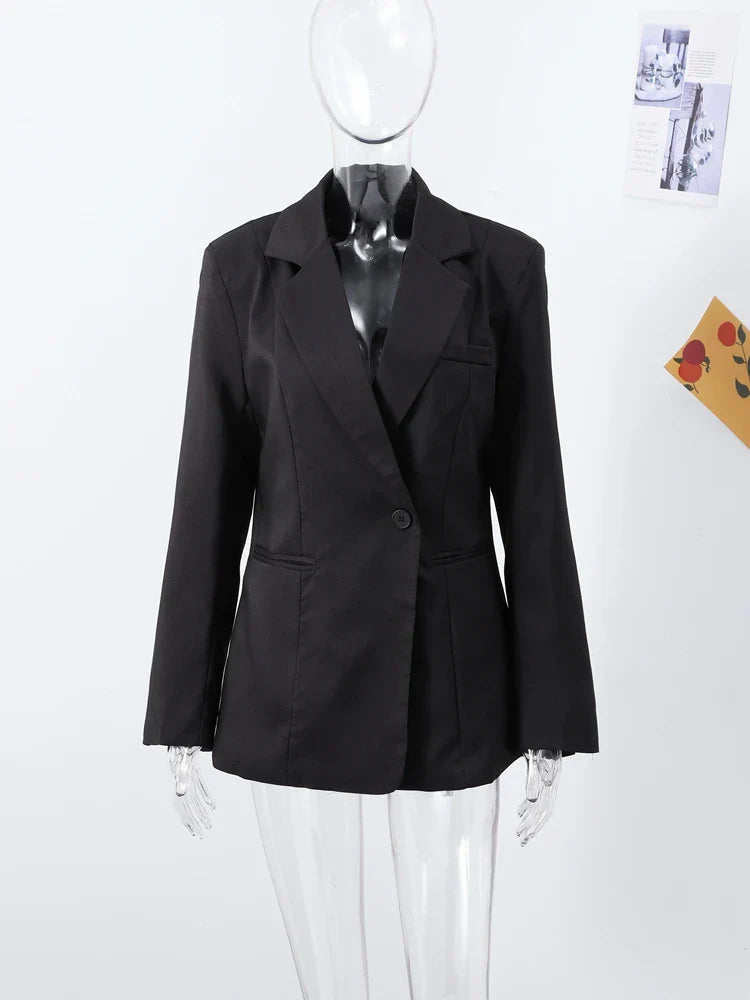 Blazer Feminino Lapela um Botão