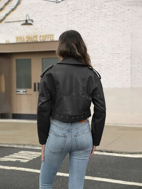 Jaqueta Feminina de Couro com Zíper