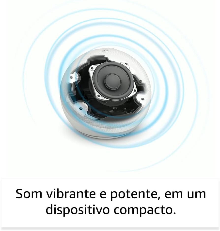 Echo Dot 5ª geração com Relógio | Smart speaker com Alexa | Cor Branca + Lâmpada Positivo 9W