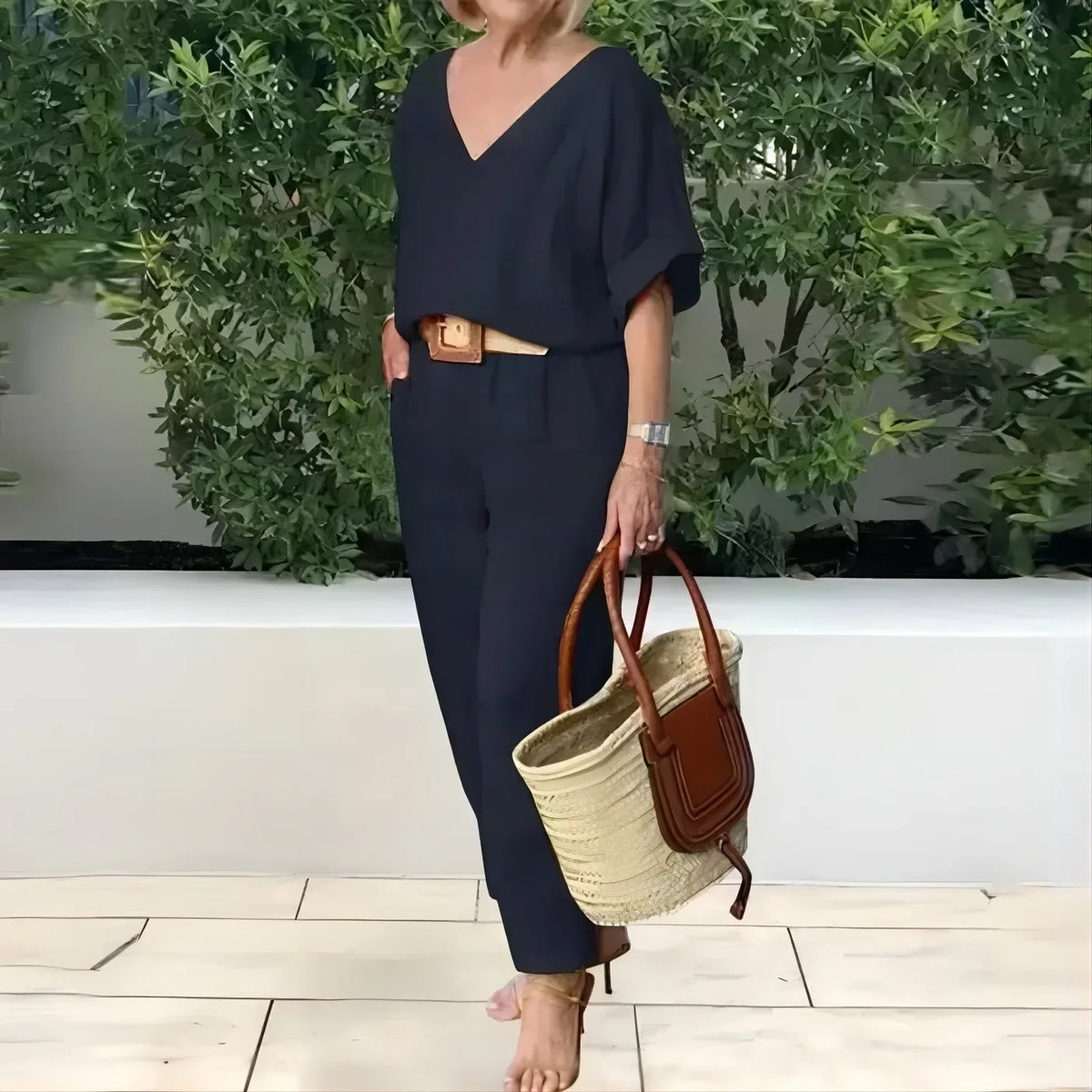 Conjunto Feminino Casual de Algodão e Linho Vicenza