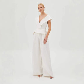 Conjunto Feminino blusa Decote V Calça Pantalona