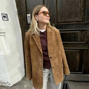 Jaqueta de Couro de Camurça Feminina Verona