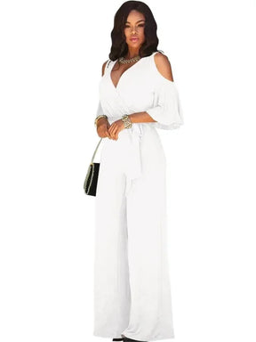 Macacão Feminino Decote V Perna Larga