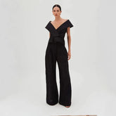 Conjunto Feminino blusa Decote V Calça Pantalona