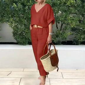 Conjunto Feminino Casual de Algodão e Linho Vicenza