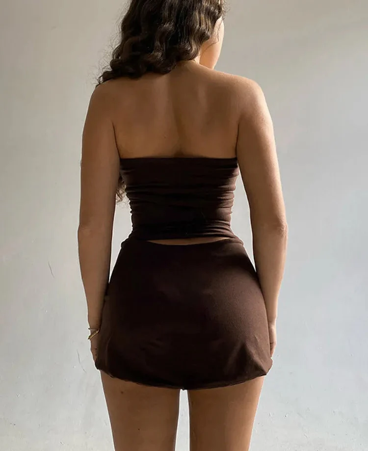 Conjunto Feminino Cropped Tube e Mini Saia