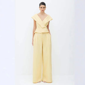 Conjunto Feminino blusa Decote V Calça Pantalona