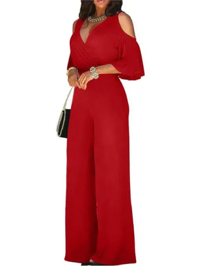 Macacão Feminino Decote V Perna Larga