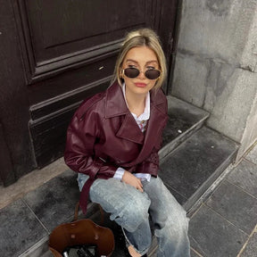 Jaqueta Bomber de Couro Feminina