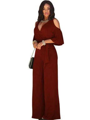 Macacão Feminino Decote V Perna Larga