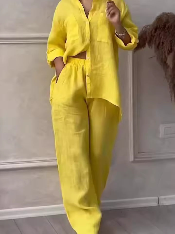 Conjunto Casual de Linho e Algodão